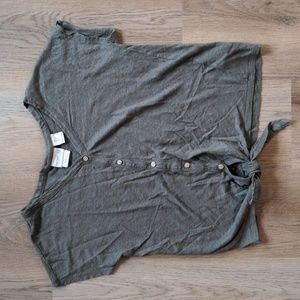 5️⃣for2️⃣0️⃣!! Rachel Zoe Linen Tie Waist Army Green Button Down Small